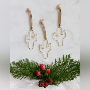 Brass cactus Christmas small ornament